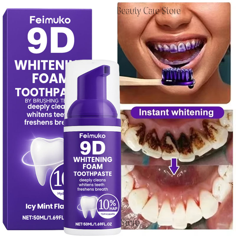 Teeth Whitening That Works - 9D Purple Teeth Whitening Toothpaste Mousse