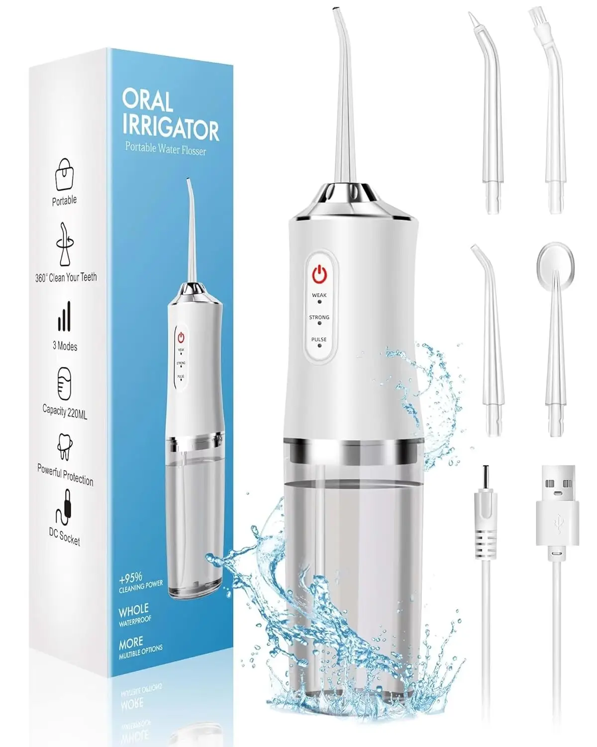 Water Flosser Cordless - Oral Irrigator Portable Water Flosser, USB