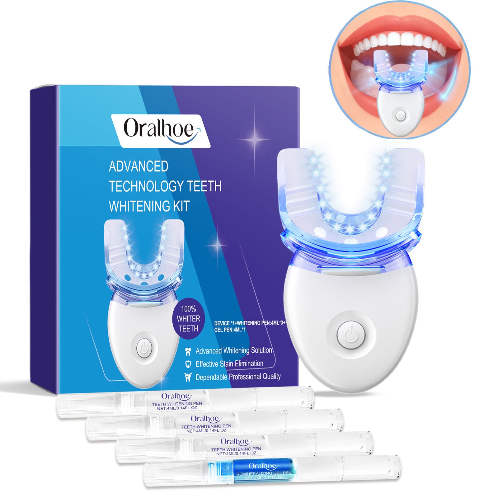 Teeth Whitening Foam - Professional Teeth Whitening LED Light Kit