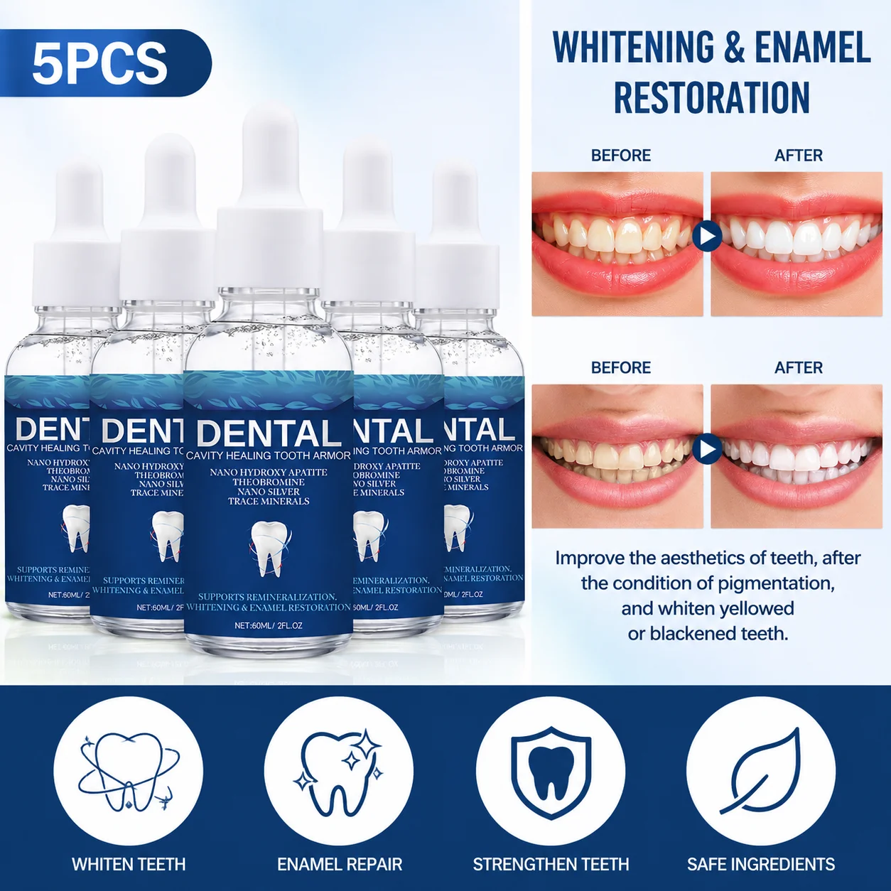 Whitening Tooth Serum 60ml Nan - Enamel Repair Serum ulasan dan harga