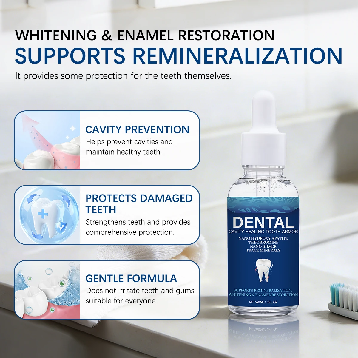 Whitening Tooth Serum 60ml Nan - Enamel Repair Serum ulasan dan harga